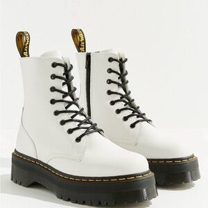 White Lace-Up Ankle Boots